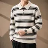 Camisa Polo de Punto con Mezcla de Lana Estilo Old Money para Hombre, Nueva Moda Otoño 2026 Suéter Rayado Casual para Hombre al por Mayor