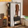 Perchero combinado de armario abierto, uso doméstico de metal con cajones, perchero colgante para vestidor, perchero de pie para vestidor