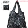 Bolsa de compras mediana a rayas con estampado de cuadros, plegable, ecológica, de nailon, estilo momia, coreana