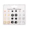 Pendientes de Combinación de Perlas Redondas de Imitación de Flor y Diamante, Varios Meses, Set de Pendientes, Europeos y Americanos de Venta Caliente Transfronteriza, 12 Pares