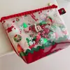 Bolsa de cosméticos de algodão transparente com areia movediça estampada para as festas de Natal bolsa de armazenamento de cosméticos comemorativa de fim de ano bolsa pequena