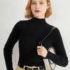 Suéter Feminino Slimming Gola Alta Outono e Inverno 2025, Camiseta Básica de Tricô Slim-Fit Cor Sólida para Sobretudo