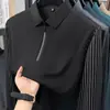 Camisa Polo para Hombre 2026 Primavera y Otoño Nueva Alta Gama Casual de Negocios para Hombre con Media Cremallera y Cuello Camisero Rayada de Manga Larga