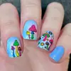 24 piezas de piezas cuadradas de armadura para uñas, patrón de hongo de dibujos animados dulce y lindo, fideos brillantes, uñas, venta al por mayor transfronteriza