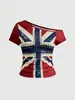 Nueva Moda Vintage Personalidad Tendencia Ropa para Mujer Transfronteriza Ajuste Delgado Estampado Remache Moda Top de un Hombro Venta al por Mayor para Chicas Calientes