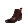 Botines Chelsea de cuero de alta calidad, estilo básico, colección otoño/invierno 2026, tacón medio grueso, puntera cuadrada, cuero genuino, sin cordones, botines cortos para mujer, adecuados para ir al trabajo