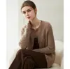 Cardigan Gola Redonda Autêntico Consinee Cardigan Tricotado 100% Caxemira Pura para Mulheres, Estilo Camada com Padrão Torcido Suéter Interno