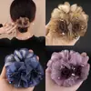 Elástico de cabelo floral estilo coreano, scrunchie elegante, acessório de cabelo de malha para o verão, faixa de cabelo de alta qualidade, ornamento de cabelo elegante para coque em mulheres