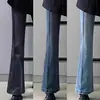 Jeans Azules Micro-campana para Mujer Primavera y Otoño talla grande chica rellenita Cintura Alta Elásticos Ajustados Tipo Pera Ajustados Pantalones de Herradura