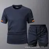 Conjunto de Traje de Malla de Secado Rápido Talla Europea Transfronterizo, Nuevo Estilo de Verano Camiseta de Manga Corta Traje Deportivo para Correr y Fitness, Secado Rápido