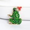 Broche creativo de rana con corona para comercio exterior, accesorios personalizados de hoja de loto y renacuajo, pin para ropa, joyería al por mayor, broche