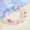 Pulsera de Plata Blanca con Estrellas, Camelia Rosa con Esmalte Rosa de Hada, Pulsera de Amor para Niños, Pulsera para Novia