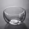 Tigela de vidro borossilicato de camada dupla em estoque para frutas, iogurte, assar, salada, tigela de vidro transparente de camada dupla de cristal para uso doméstico