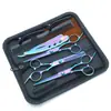 Tesouras de cabeleireiro de aço inoxidável, kit de cores para corte de cabelo, tesouras de dentes finos, tesouras para franja, atacado