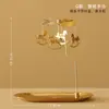 Luz Nórdica Luxo Criativo Presente Vidro Embossado Carrossel de Fragrância Suporte para Velas Acessórios Suporte de Vela Rotativo Quente Moinho de Vento