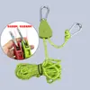 Ajustador de polea para exteriores Sujetador de tienda Polea de elevación de metal Cuerda de viento reflectante Cuerda para dosel de sombrilla engrosada 4 mm