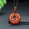 Colgante Hebilla de Paz Arena de Cristal Taoísta Cinabrio Nueve Palacios Bagua Fantasma de Montaña Flor Carácter de Fortuna Colgante Suministro en Vivo