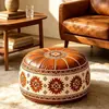 Novo Estilo Chinês Banqueta de Armazenamento de Itens Antigos Novo Almofada de Assento de Sofá Balcão Lazer Almofada de Assento Redonda de Couro Espessa Resistente ao Desgaste