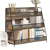 Estantería de escritorio para almacenamiento de oficina y dormitorio estudiantil, organizador de hierro para libros y cosméticos
