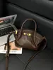 Bolso de Mano de Cuero Genuino, Bolso de Mano de Moda de Alta Gama, Bolso Tipo Dumpling, Cesta de Verduras, Bolso Mini Plegado de Mano, Bolso Cruzado para el Trabajo