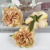Flor de Peonía Simulada de 9 cm con Borde Quemado, Material para Broche de Flor Hecho a Mano DIY, Estilo Antiguo, Pasador, Boda, Boda, Decoración del Hogar