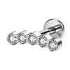 Piercing G23 liga de titânio full-body 5 brincos de zircônia marquise, pino de cartilagem de titânio, rosca interna 0.9, base reta, haste de 8mm