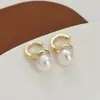 Coreano Novo Design Tribunal Francês Brincos Vintage Personalidade Minimalista Elegante Grande Pérola Orelha Fivela Brincos Orelha Jóias
