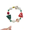 [Primera Nieve de Navidad] Pulsera de Nevadas con Buena Relación Calidad-Precio, Nuevo Estilo de Invierno Pulsera de Pareja con Cuentas de Vidrio Color Borgoña Navidad