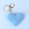 Llavero de Corazón de Lana Hecho a Mano Terminado Corazón Tejido de Ganchillo Corazón Multicolor Colgante para Bolso de Llaves como Regalo para Novia