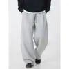 Calça de Moletom Masculina Europeia e Americana com Forro de Lã para Comércio Exterior Transfronteiriço, com Cordão na Cintura, Corte Reto Largo Solto, Calça Esportiva Longa com Bolsos