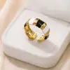 Anillo de Dedo Índice Abierto de Acero Inoxidable Nuevo Tohm Transfronterizo No Descolorante Color Esmalte Simple Anillo de Goteo de Aceite Al por Mayor