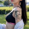 Pegatinas de Tatuaje Estilo Medieval con Gato de Cómic Japonés y Hierbas para Hombres y Mujeres, Tatuajes de Moda y de Alta Gama, Impermeables, Resistentes al Sudor y de Larga Duración