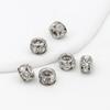 Banho de Cobre Ouro Real 18K Furo Grande Seis Grandes Diamantes Contas de Cobre Anel com Furo Pulseira Joias Contas Acessórios DIY D79