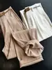 Altamente Recomendado! Extremamente Confortável ~ Calça Casual de Verão Feminina em Linho Tencel Emagrecedora de Perna Reta Fluida de Perna Larga