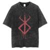 2025 Novo Estilo Estampa Anime Antigo Sombrio Camiseta Street Retro Street Tendência Gola Redonda Manga Curta para Homens