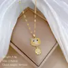 [Acero de titanio] Collar elegante y lujoso con diseño de flor, gato y circón, cadena de clavícula para mujer, combinable con todo.
