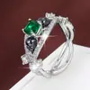 Anillo de Calavera Tejido Tk Línea Transfronteriza con Circonita de Cuatro Garras, Anillo de Dedo Índice Personalizado Retro de Moda para Hombres y Mujeres