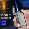 Isqueiro reto à prova de vento criativo de metal de alto valor de cor isqueiro inflável de chama azul isqueiro para cigarro presente transfronteiriço