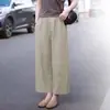 Pantalones Anchos de Lino y Algodón de Pierna Recta, Estilo Literario Suelto, Moda Casual, Pantalones Rectos Simples, Color Sólido, Pantalones Largos, Verano 2026