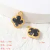 Pingente de Flor de Quatro Pétalas de Vidro Cristal com Fundo Dourado Colorido Pingente de Flor de Trevo de Quatro Folhas Acessórios para Pulseira Colar DIY Atacado