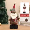 Muñeco de muñeco de nieve y reno navideño con patas retráctiles, gorro tejido, adorno para escaparate, decoración marrón transfronteriza