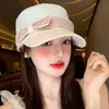 Estilo Japonés Atmósfera Bloques de Color Rayas Lazo Copa Plana Sombrero de Montar Moda de Verano para Mujer Adelgazante Cara Boina Pato