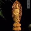 Adornos de Guanyin de loto tallado en cedro especificaciones de decoración 27 x 7.5 x 7.5 venta al por mayor de fábrica de artesanía en madera