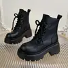 Botines Martin para mujer, nueva colección otoño/invierno 2026, botines cortos con suelas gruesas para realzar la altura, efecto adelgazante, estilo británico, botines de motociclista de tacón alto