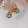 Elegância vintage! Brincos de franja em gota d'água com zircônia azul, brincos estilo corte francês, sensação de luxo leve e alta qualidade para mulheres