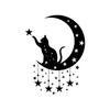 Pegatina de Pared Decorativa Autoadhesiva de Gato Negro Misterioso de Dibujos Animados sobre Luna Creciente para Dormitorio, Sala de Estar, Fondo de Entrada