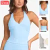 Top Halter Transfronterizo de Cuello en V con Espalda Cruzada y Almohadillas Fijas en el Pecho, Camiseta sin Mangas de Yoga para Mujer, Top Deportivo de Espalda Hermosa para Fitness