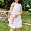 Vestido Feminino de Algodão e Linho Branco Modelo A-line Vestido Colete Estilo Pequeno Fragrância Celebridade Vestido A-line Verão Novo Roupas Femininas Nanyou