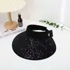 Sombrero de Sol de Ala Ancha con Flor de Encaje y Parte Superior Abierta para Mujer, Sombrero de Sol de Verano, Protección UV, Sombrero de Sol Plegable