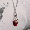 Colar com pingente de coração em forma de morcego, gota de sangue, estilo boêmio exclusivo, presente retrô, presente criativo